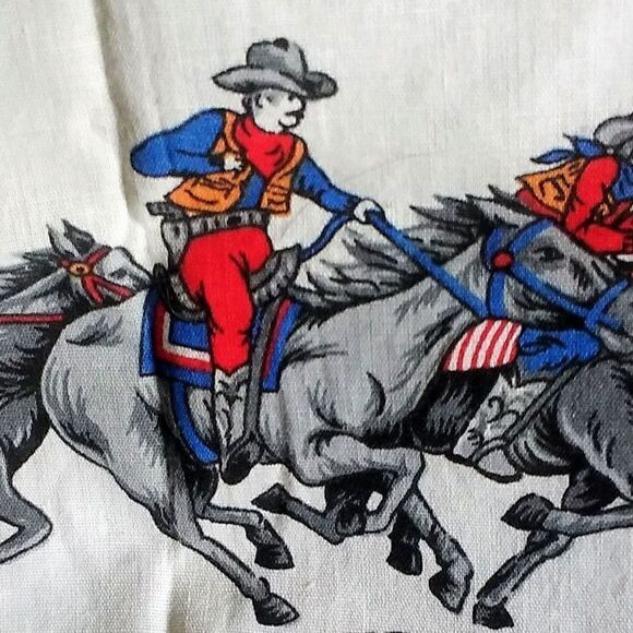 SCARF RODEO RIDER'S 100% COTTON Theme from the past VINTAGE 21" GREAT SHAPE! - Picture 9 of 12